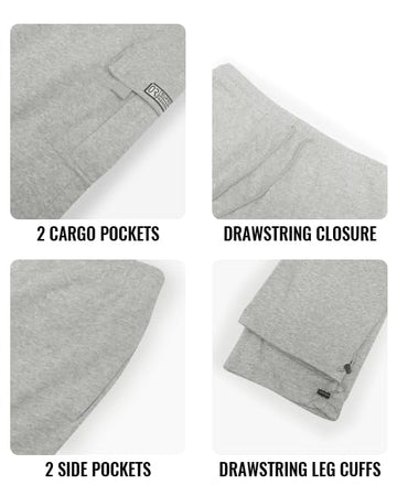 HUNGSON cargo sweatpants fabric closeup showing durable cotton blend