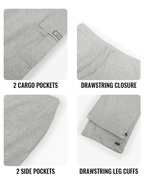 HUNGSON cargo sweatpants fabric closeup showing durable cotton blend