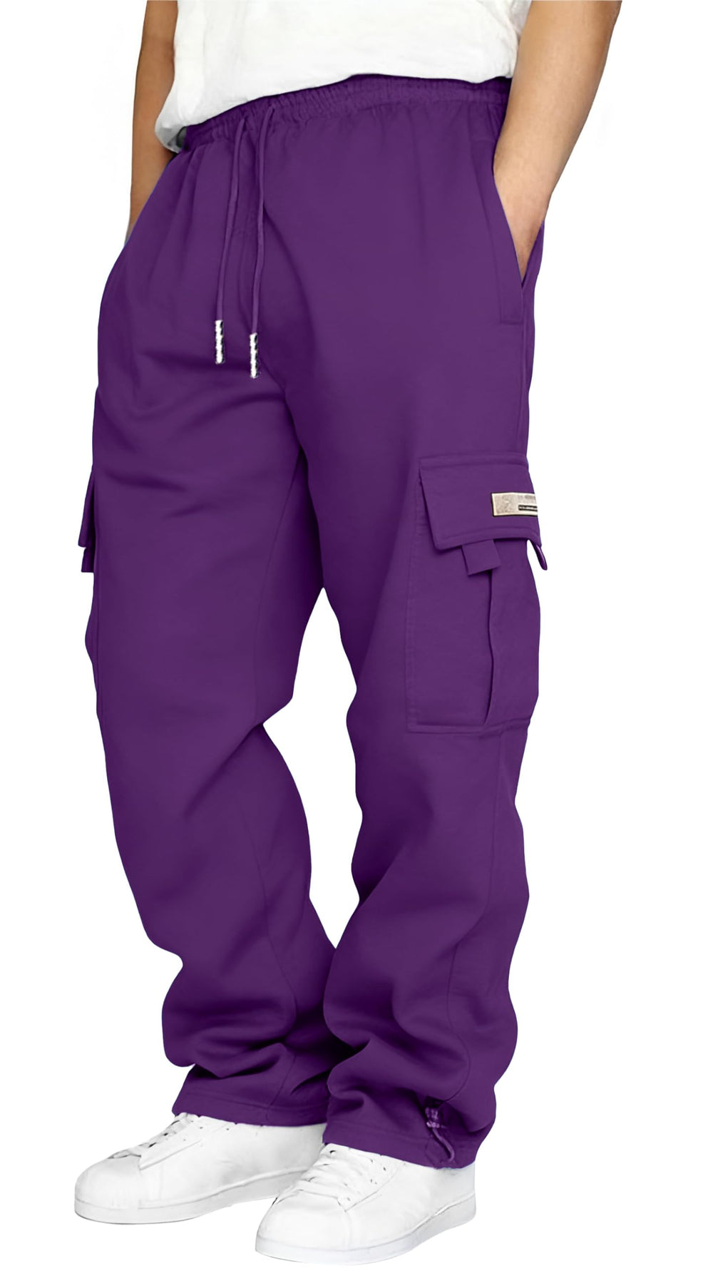 HUNGSON cargo sweatpants front view highlights relaxed fit for daily comfort