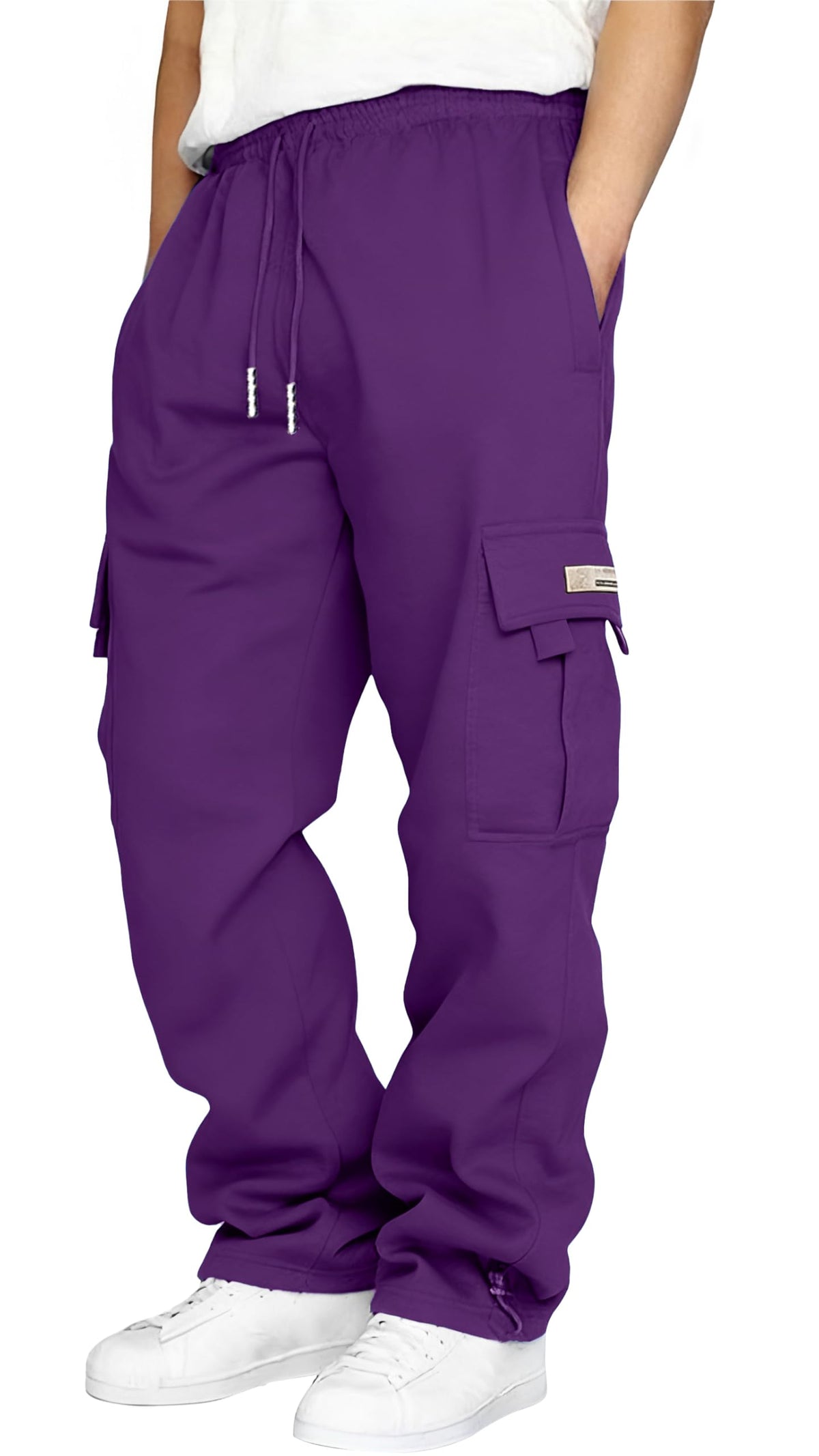 HUNGSON cargo sweatpants front view highlights relaxed fit for daily comfort