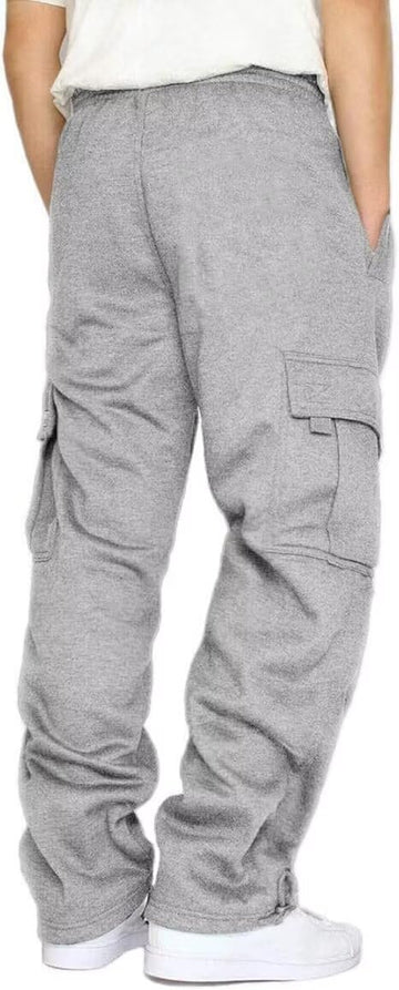 HUNGSON cargo sweatpants pocket layout with six pockets and back pocket
