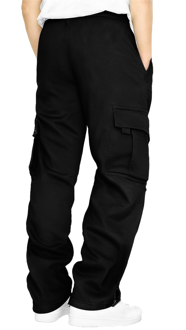 HUNGSON cargo sweatpants side pocket display highlighting six roomy pockets for storage.