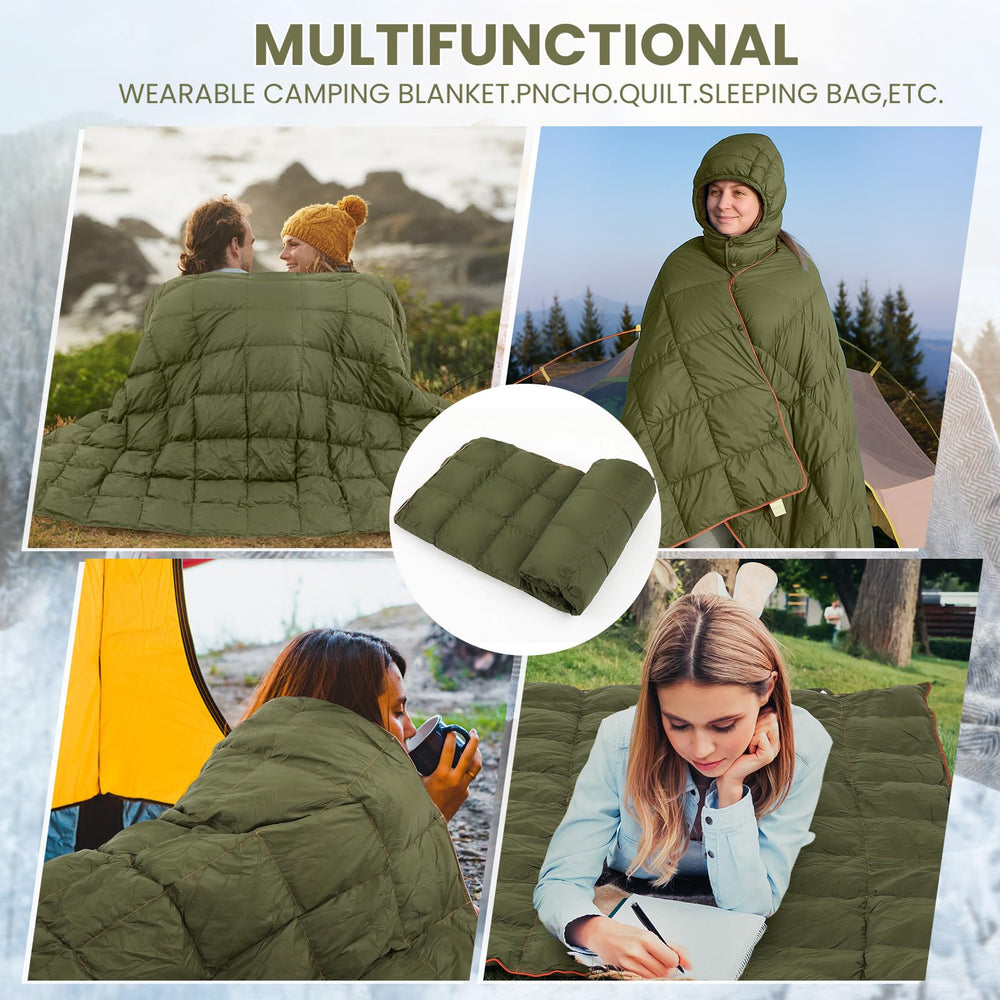 HunnmingRe olive color blanket highlights durable nylon and warmth.