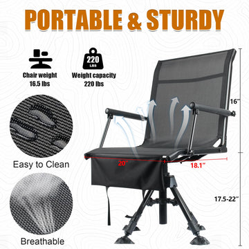 HUNT MONSTER four-leg design providing stability on uneven terrain.