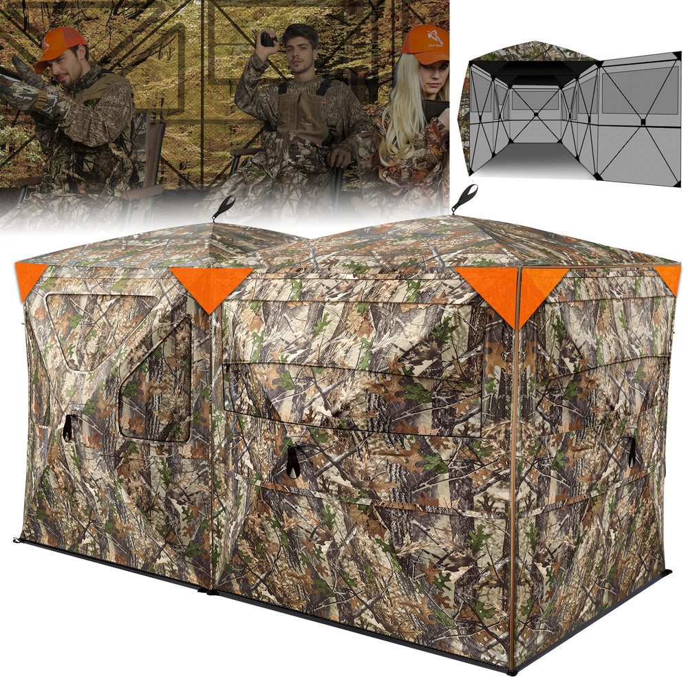Hunt Quiet hunting blind 360-degree view enables discreet field observation.
