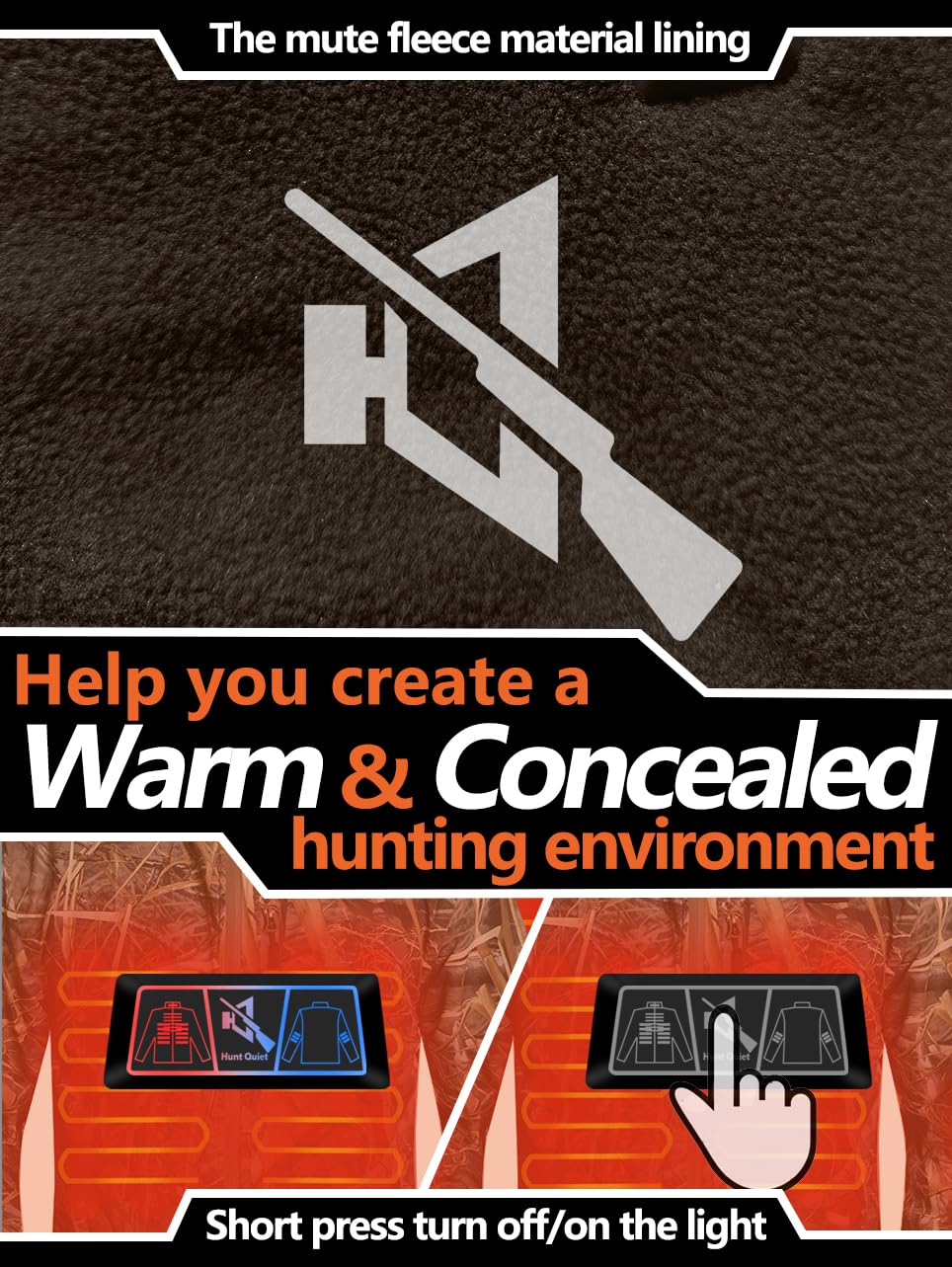 Hunt Quiet heated jacket in rain demonstrating reliable all-weather insulation.