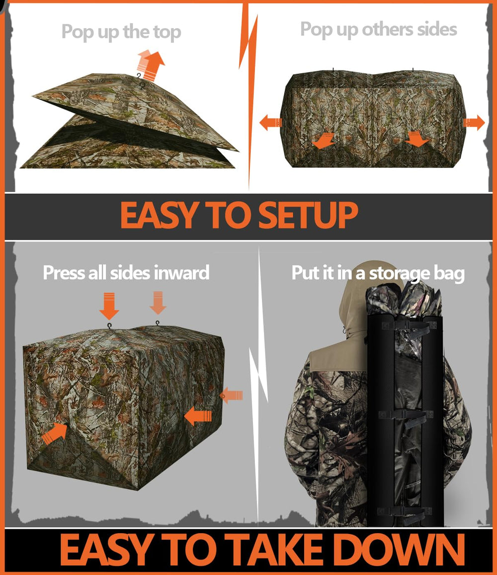 Hunt Quiet pop-up setup shows sub-minute deployment.