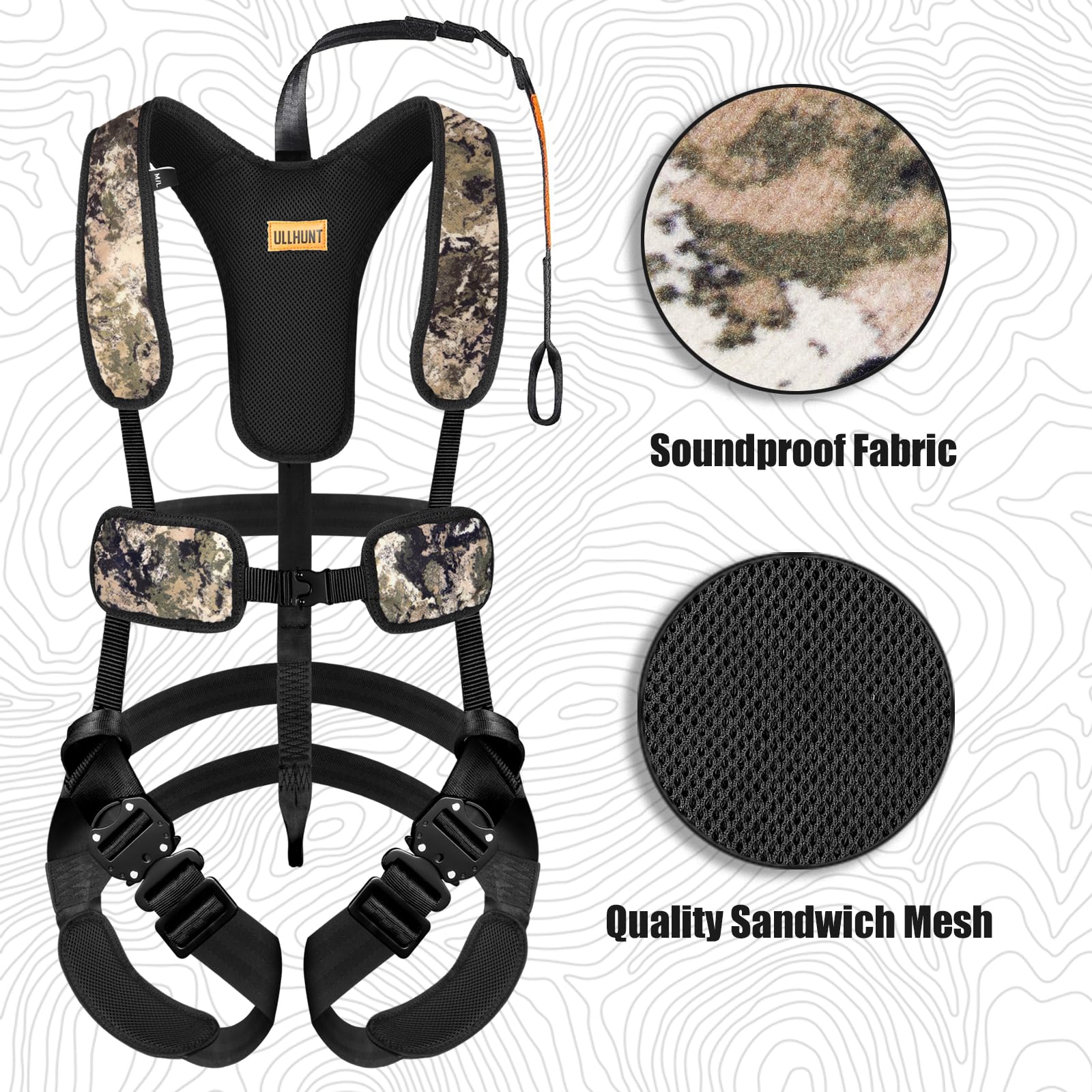 HUNTARMOR harness shoulder padding adds all-day comfort during hunts.