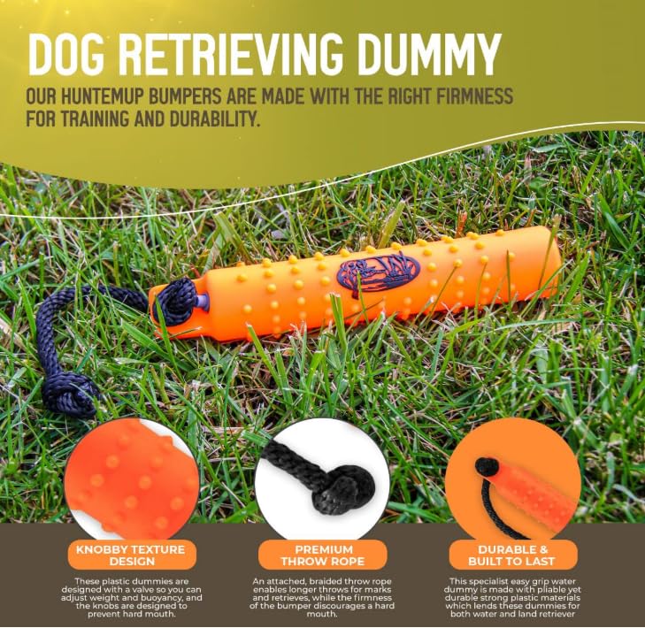 HuntEmUp large-size bumper adds weight for advanced retriever sessions.