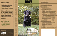 HuntEmUp Dove Scent spray shows easy application on training aids for realistic cues.