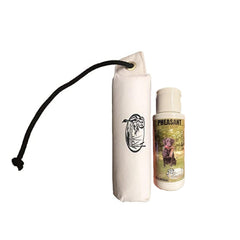 HuntEmUp ultimate pheasant dummy with white canvas bumper for reliable retrieves.