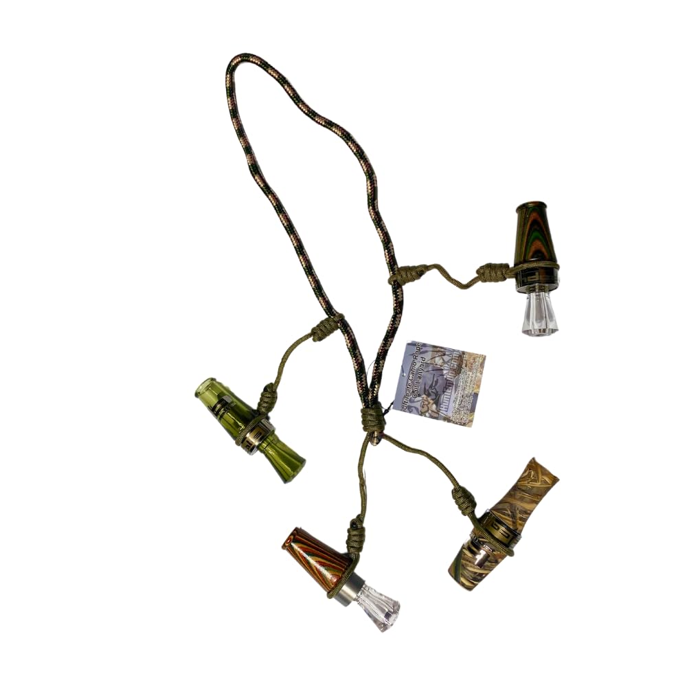 HuntEmUp lanyard shown in field use during waterfowl hunting or training.