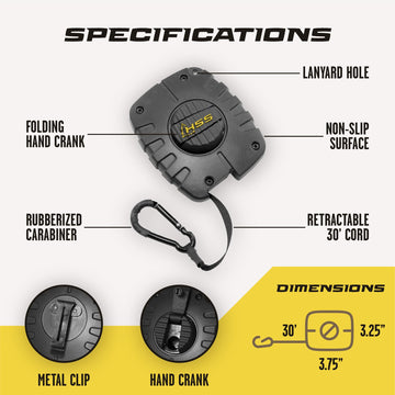 Hunter Safety System compact retractable pull system fits pockets or harness for quick use.