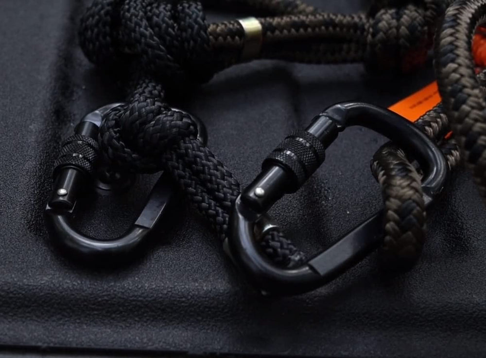 Hunter Safety System lineman rope being adjusted for a safer climb.
