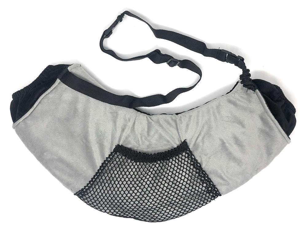 Muff-Pak ergonomic angle supports hand comfort while sitting or standing in the field