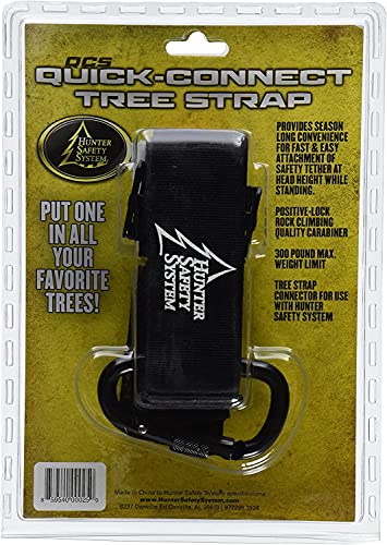 Hunter Safety System treestrap with locking carabiner ready for instant tether attachment.