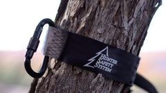 Hunter Safety System heavy-duty locking carabiner in action.
