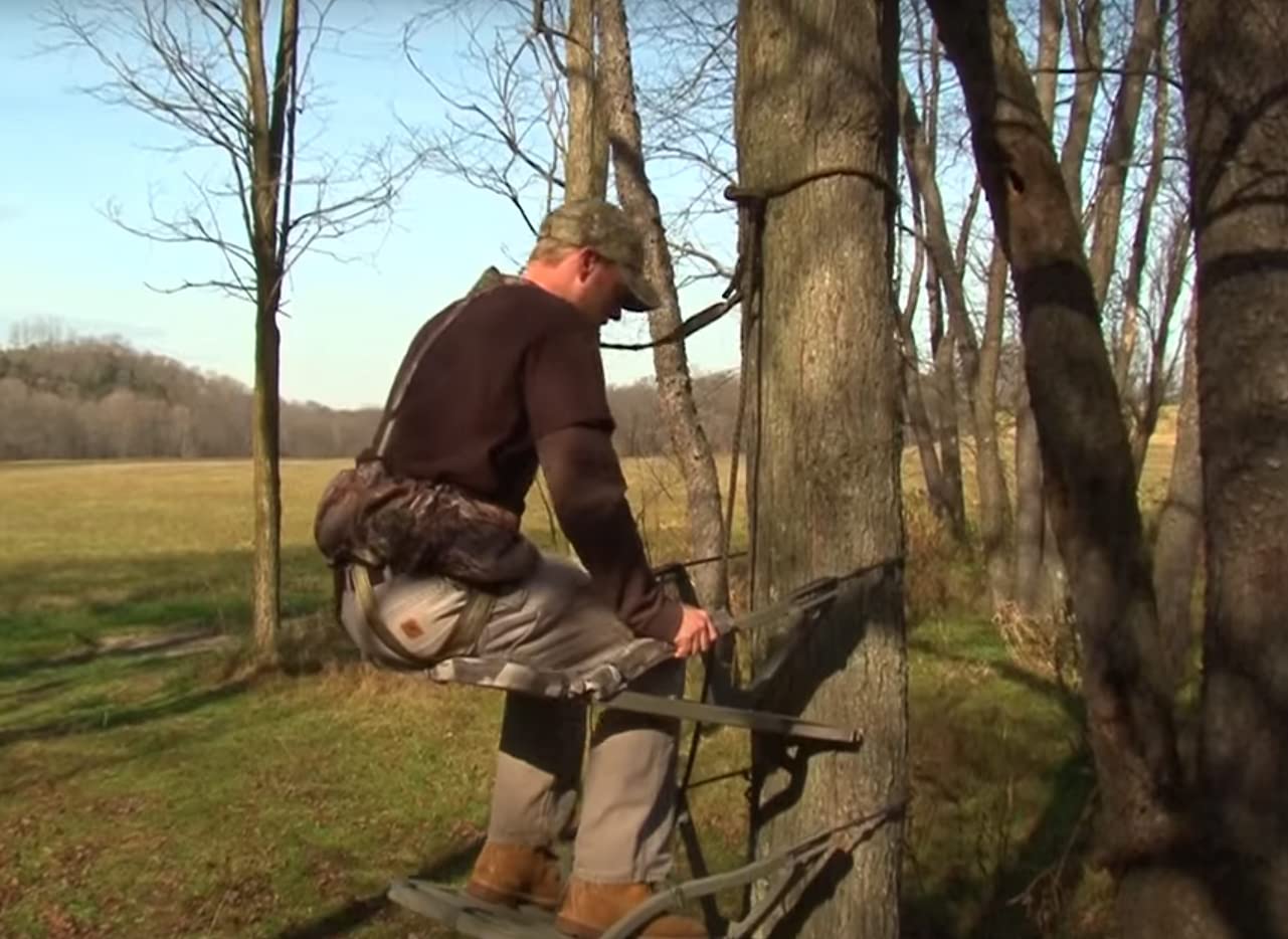 Hunter Safety System rope-style treestrap with Prussik knot demonstrating secure adjustment.