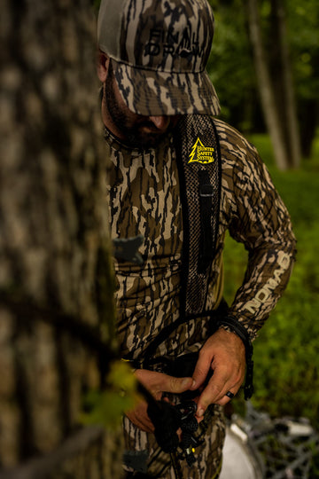 Hunter Safety System RT Hybrid includes lineman's climbing strap for safer tree access.
