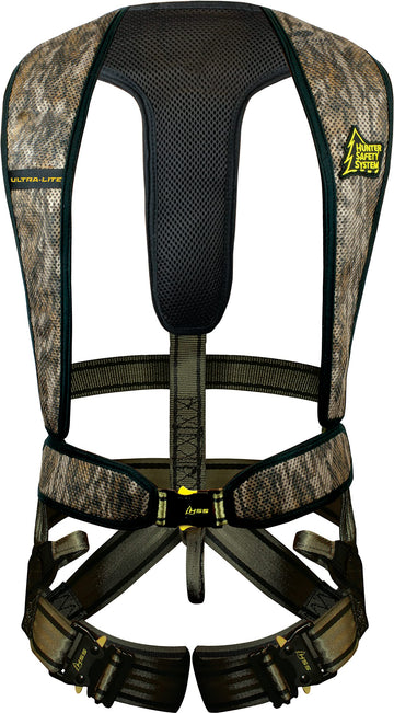 Hunter Safety System Ultra-Lite Harness mesh upper body for breathable comfort during treestand hunts.