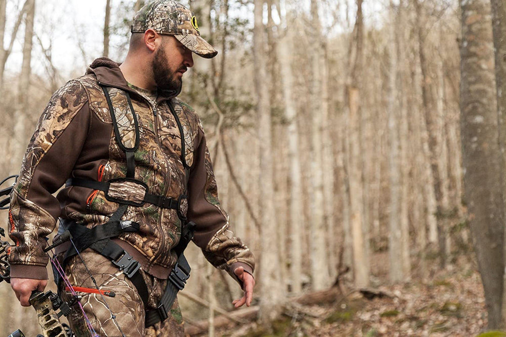 Hunter Safety System X-1 Bow-Hunter close-up of strap design showing safe, dangling-straps-free construction
