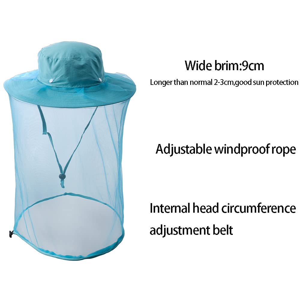 Lightweight safari sun hat with netting - aqua green