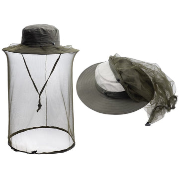 HunterBee Mosquito Head Net Hat Army Green - front view