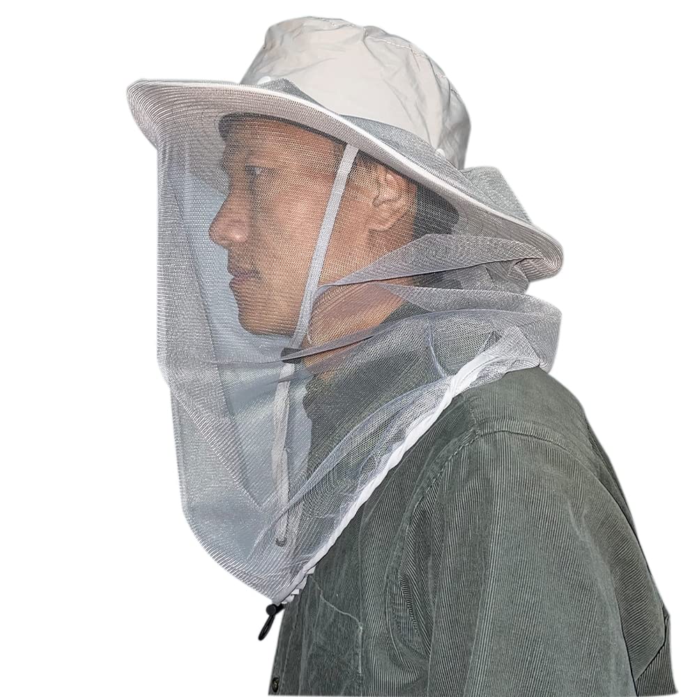 HunterBee Mosquito Head Net Hat Army Green - back view