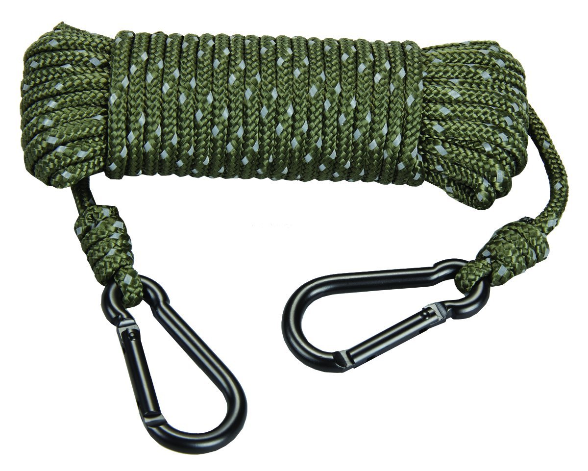Hunters Specialties 30ft Reflective Treestand Rope with two carabiner clips