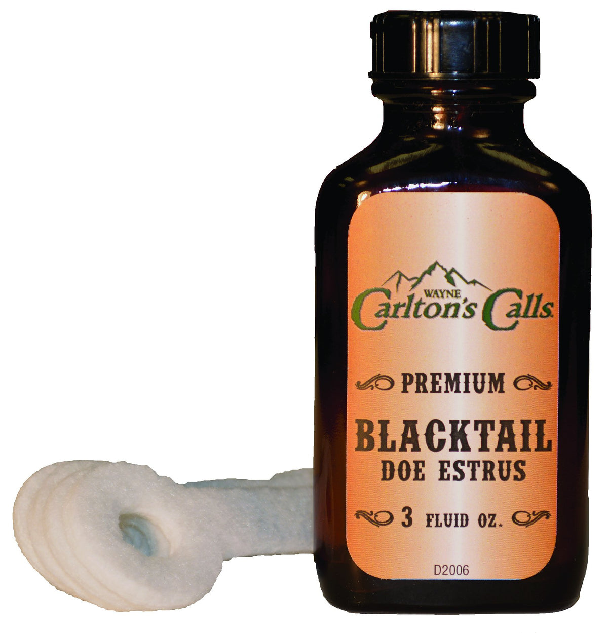 Hunters Specialties blacktail doe estrus lure in amber bottle with spike wicks attracts deer