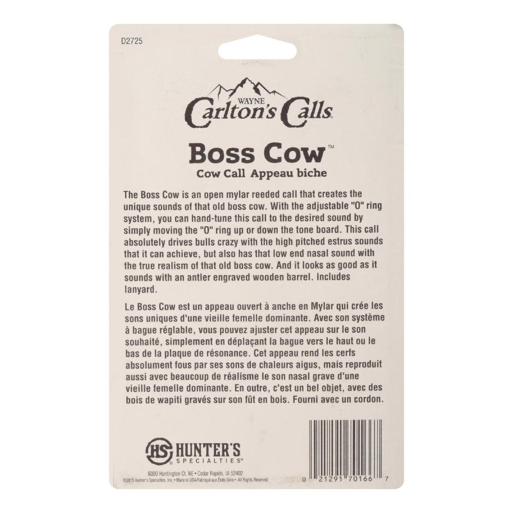 Boss Cow Call includes a durable lanyard for field carry