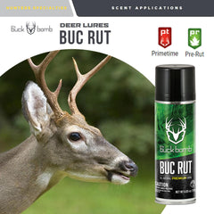 Hunters Specialties Buck Bomb BucRut Scent disperses cloud for long-range deer attraction from stand