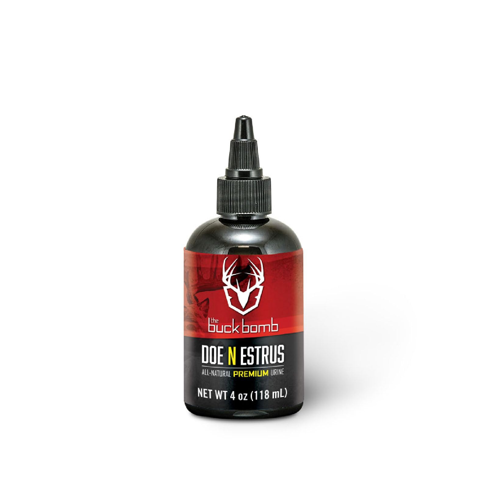 Hunters Specialties Buck Bomb Doe 'N Estrus bottle dropper for authentic estrus scent.