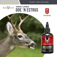 Buck Bomb Doe 'N Estrus includes wicks for field-ready scent dispersion.