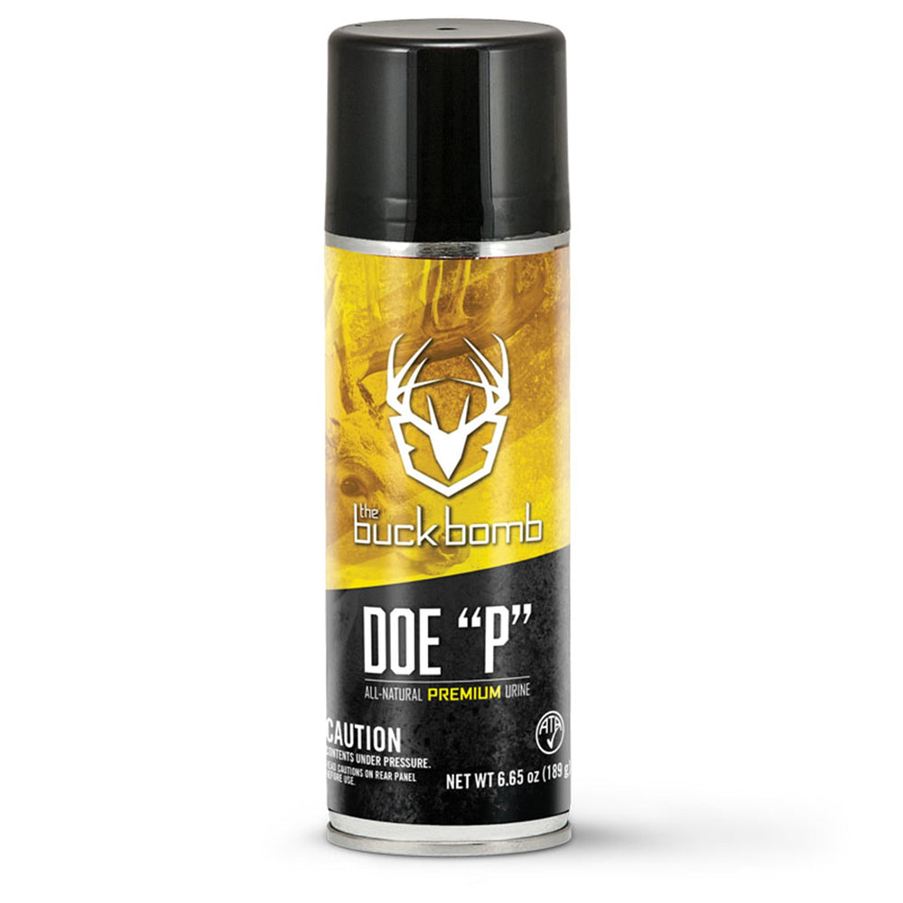 Buck Bomb Doe P scent spray can, 6.65 oz, deer attractant and cover scent for hunting