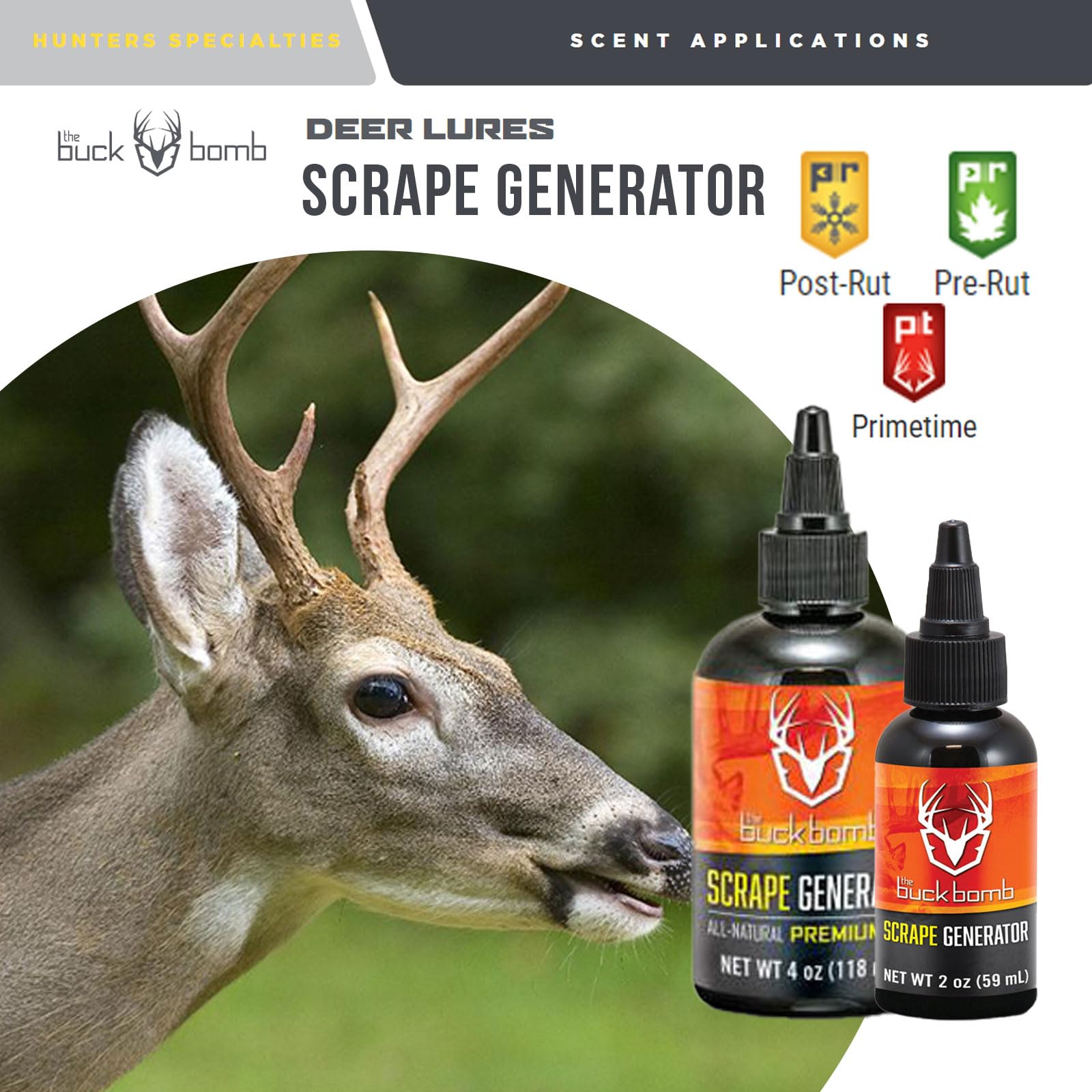 Buck Bomb Scrape Generator spike wicks included for easy scent distribution during pre-rut and rut.