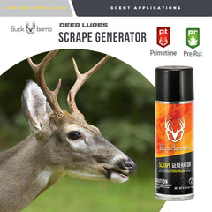 Hunters Specialties Buck Bomb Scrape Generator stand-use spray demonstrates versatile scent deployment.