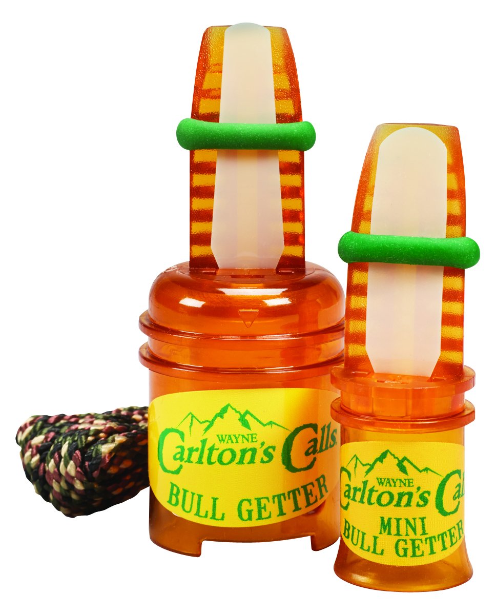 Hunters Specialties Bull Getter and Mini Bull Getter elk calls on display, offering versatile field calling options.