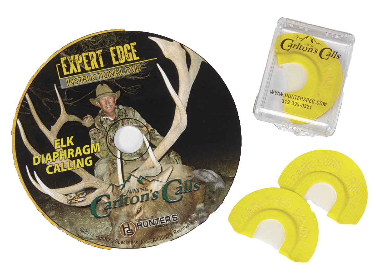 Hunters Specialties Carlton’s Premium Flex elk diaphragm calls with instructional DVD offer versatile vocalizations for varied elk responses.