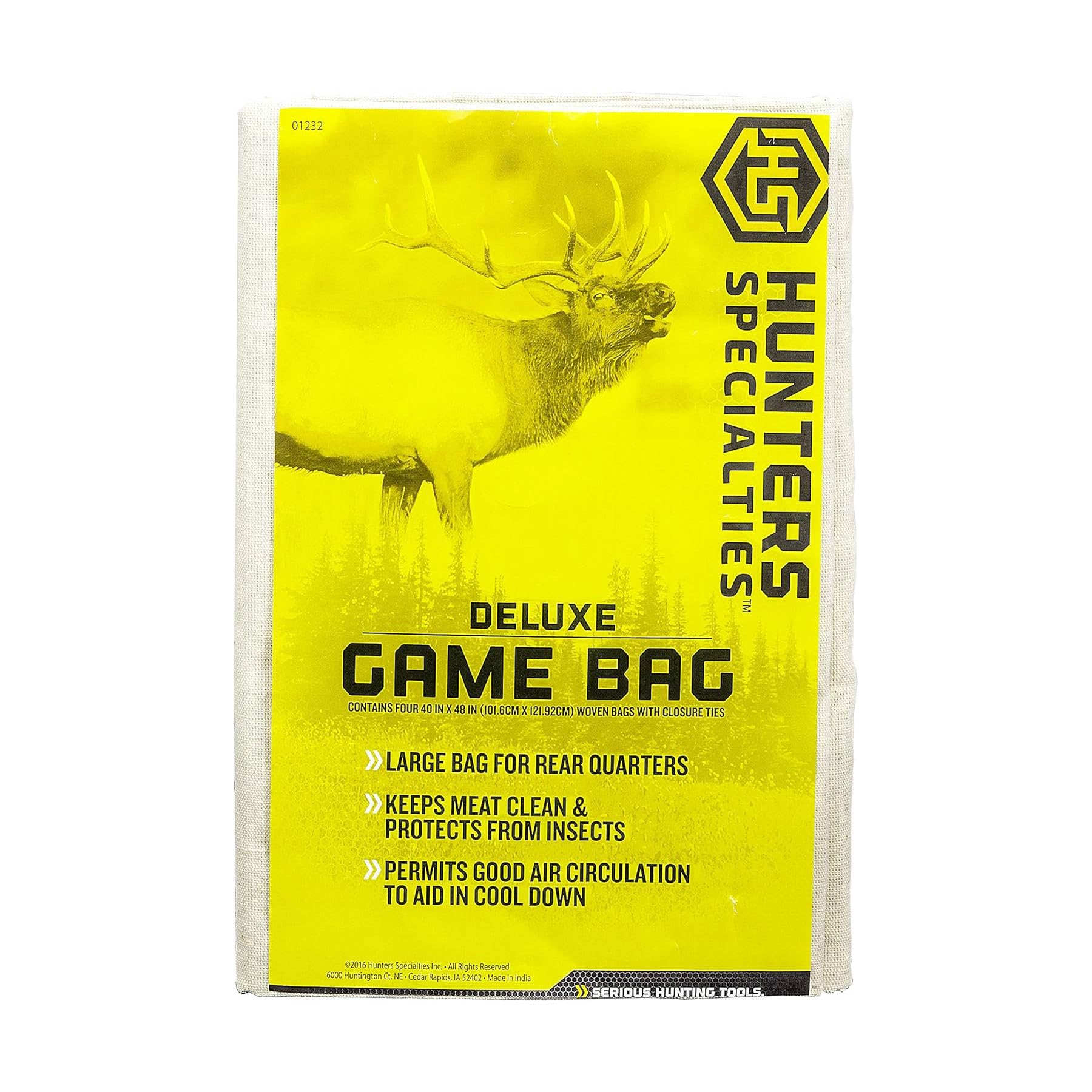 Hunters Specialties Deluxe Game Bag 40x48 in use protects elk meat from dirt