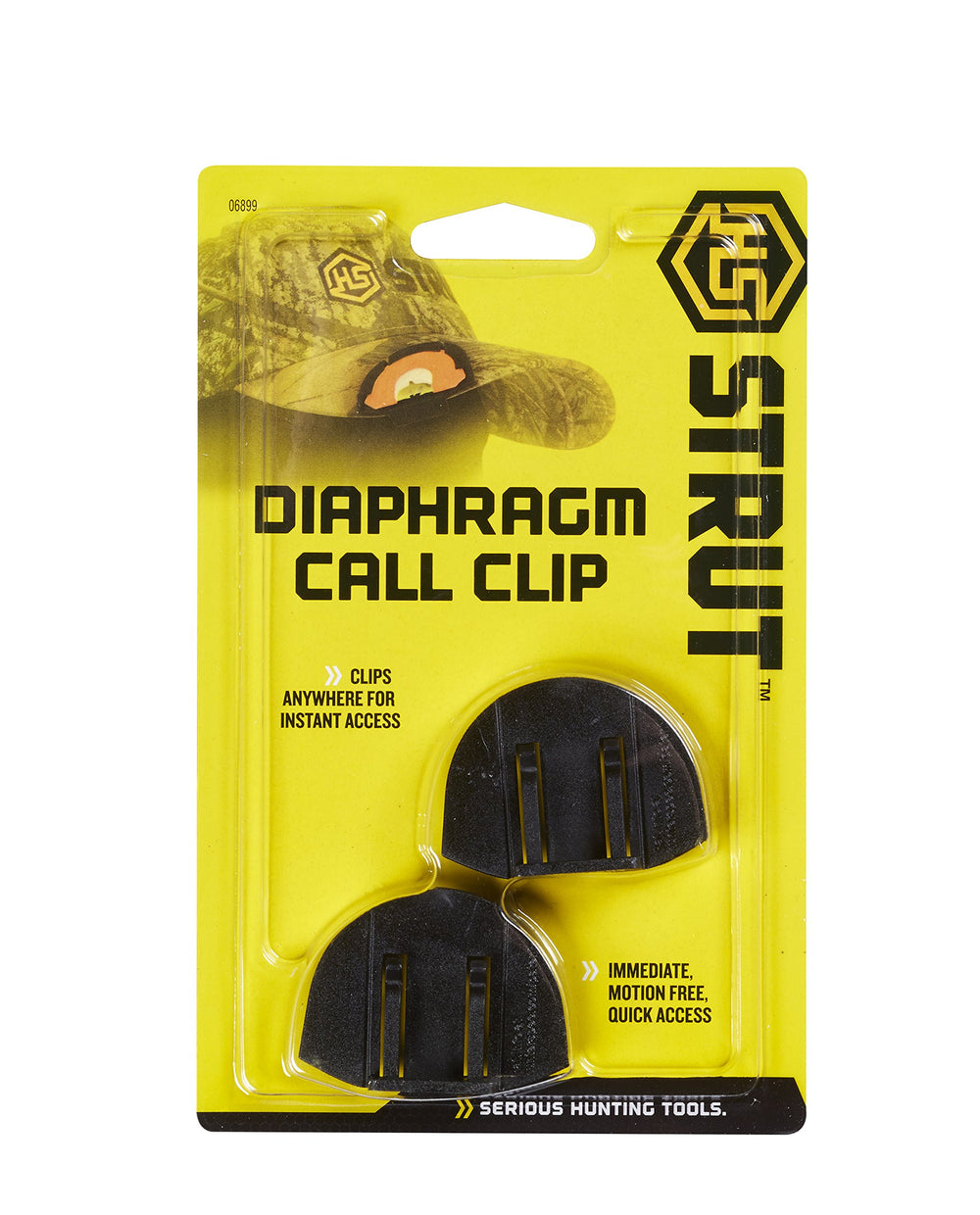 Hunters Specialties diaphragm call clip closeup highlights compact design and easy cleaning