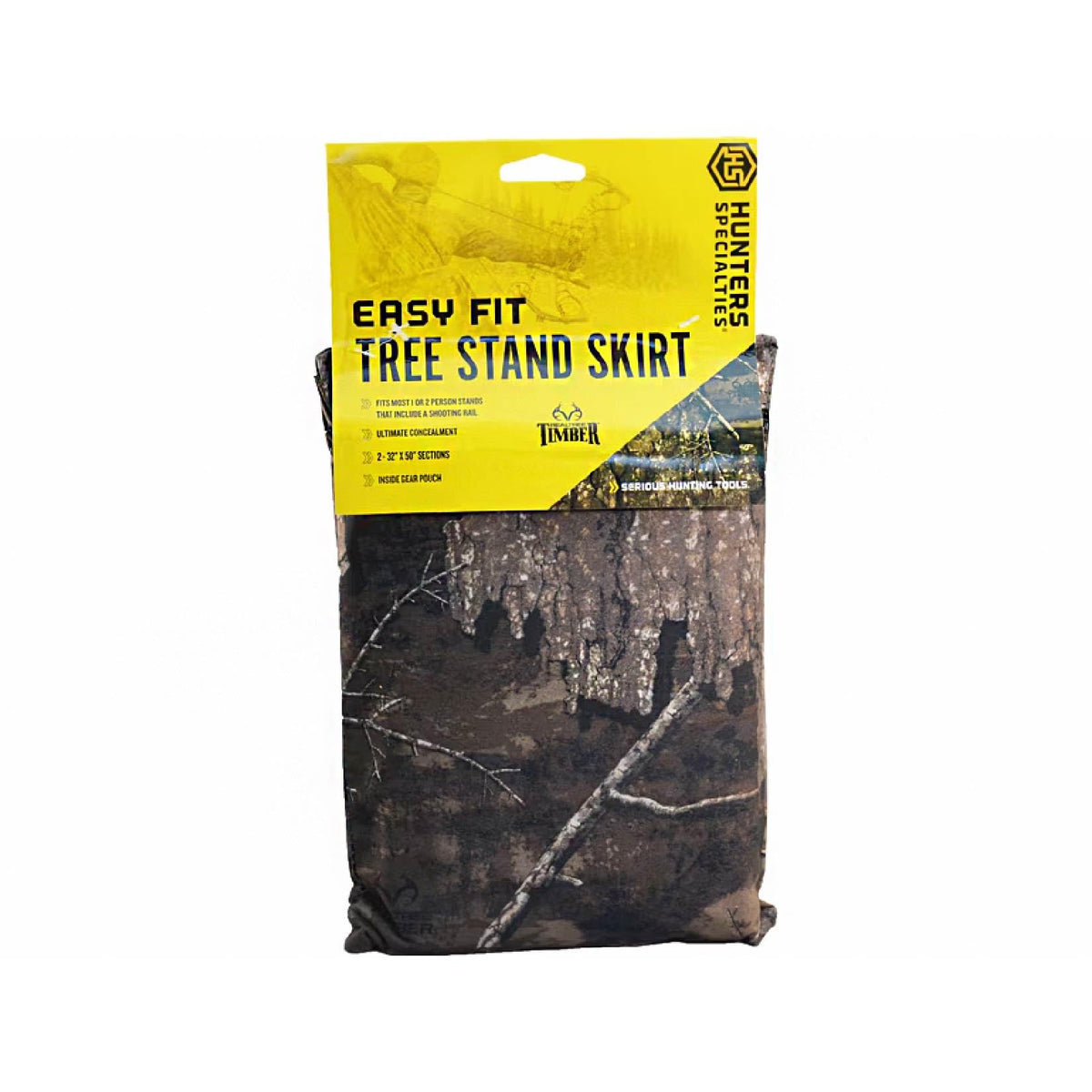 Hunters Specialties Easy Fit Tree Stand Skirt in Realtree Timber camo for concealment and gear organization.