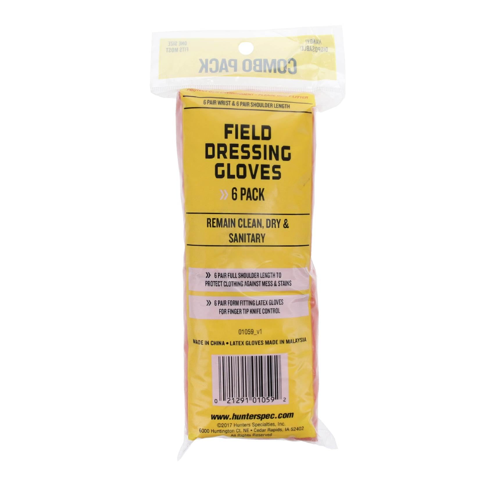 Hunters Specialties field dressing gloves shoulder length poly provide forearm protection for messy tasks