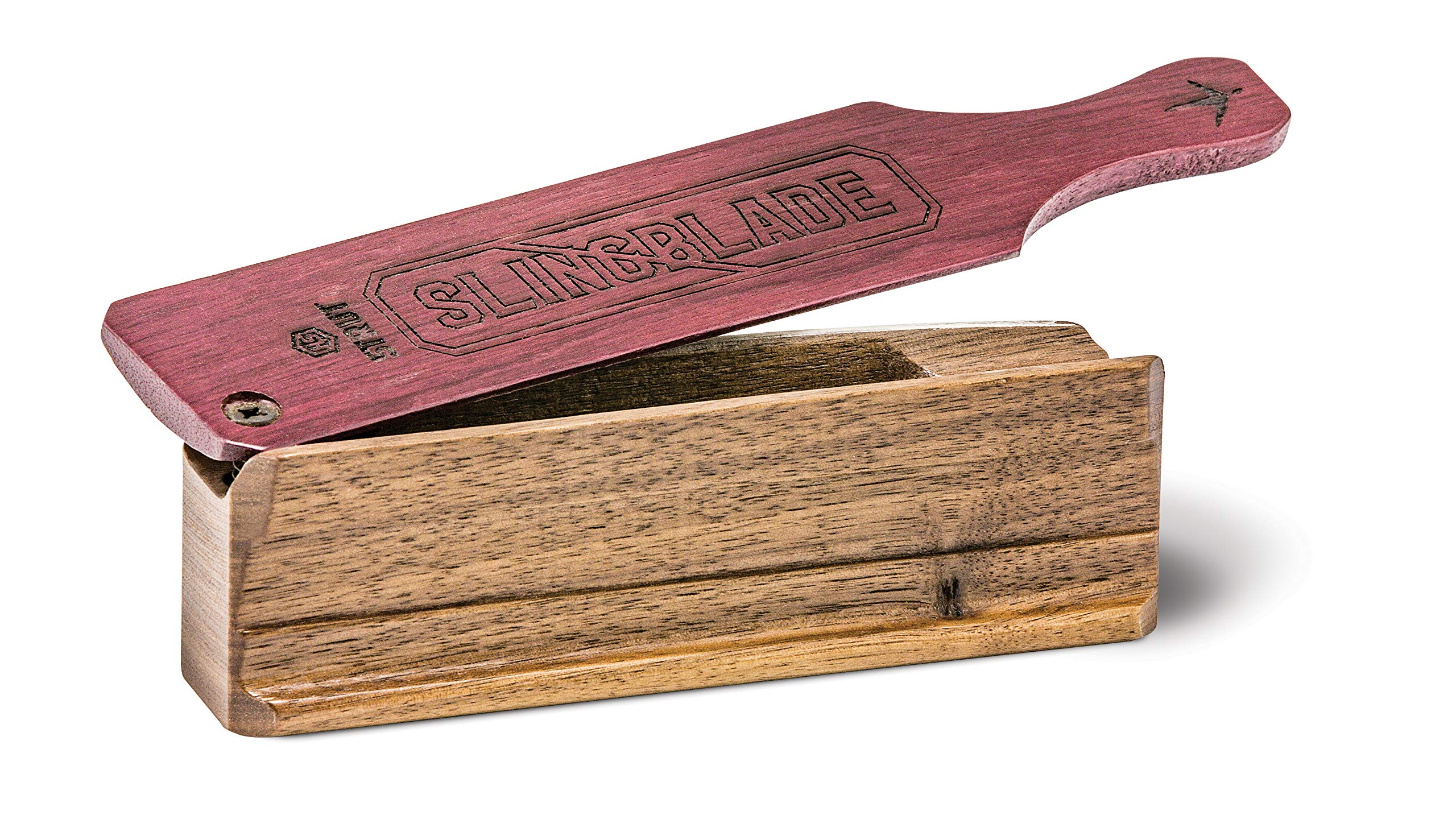 H.S. Strut Slingblade box call in American Walnut with purple heart lid