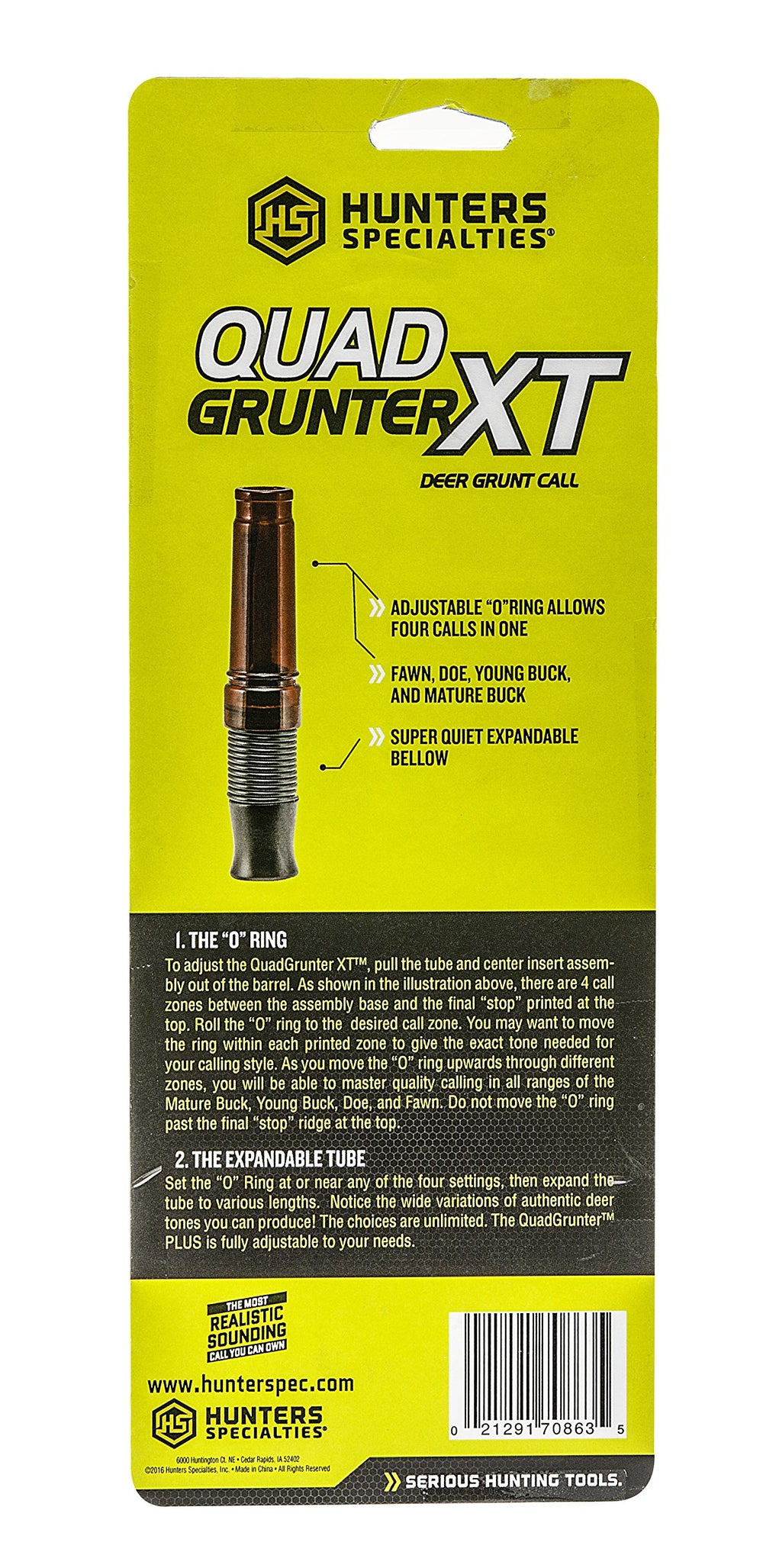 Quadgrunter XT expandable bellow adds realistic tonal inflections in the field