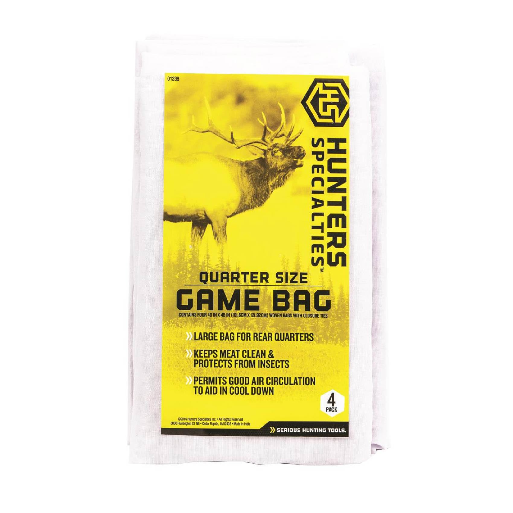 Hunters Specialties quarter-size game bag 40x48 with durable canvas and secure tie