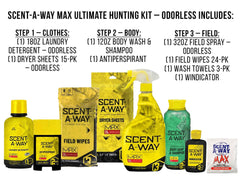 Hunters Specialties Saw Max Ultimate Odorless Field Spray with Windicator aids field scent control.