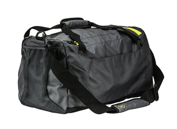Duffel shows multiple internal and external pockets for organized hunting gear.