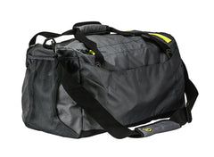 Duffel shows multiple internal and external pockets for organized hunting gear.