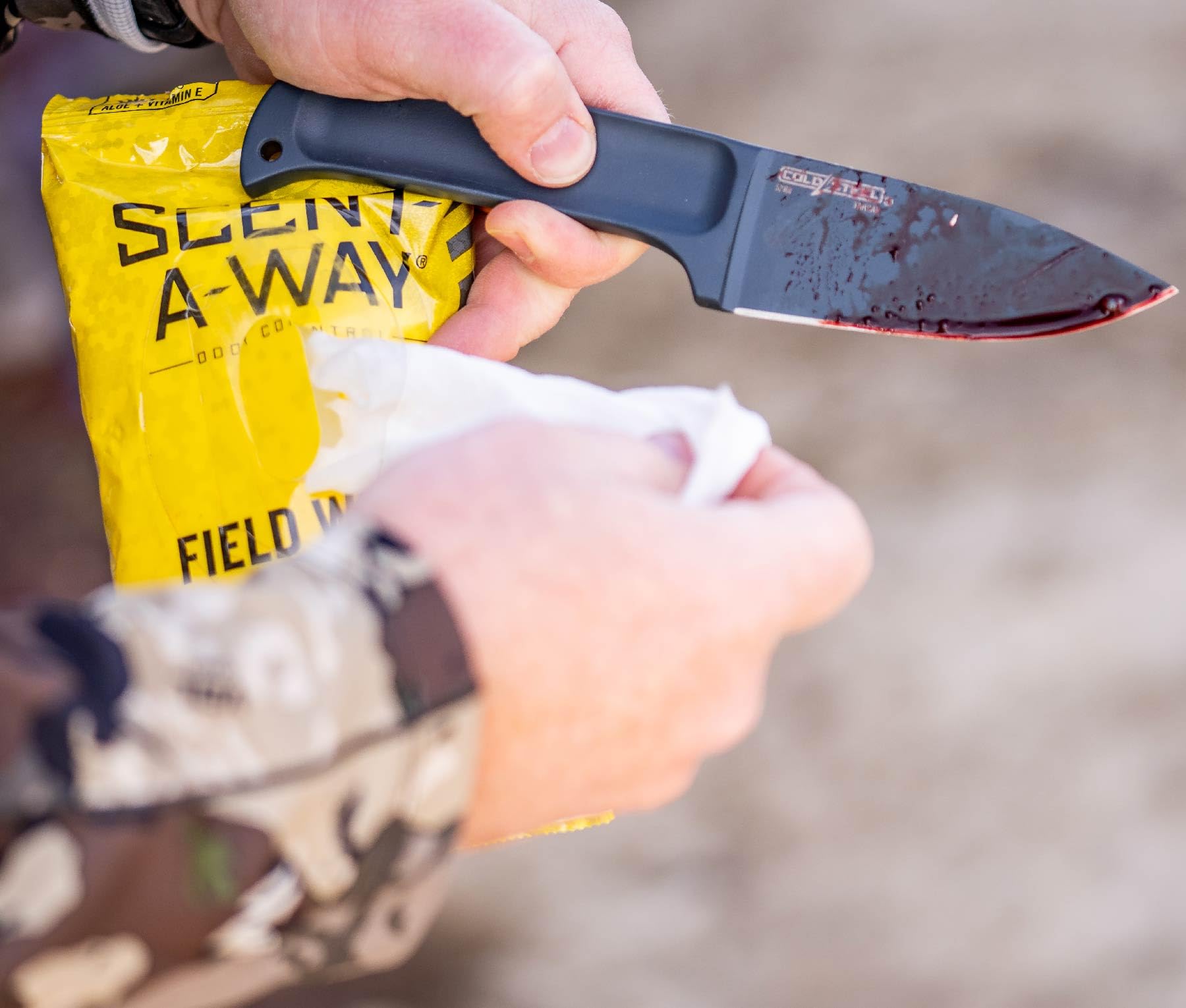 Hunters Specialties Scent-A-Way Max wipes in backpack for sensitive skin care